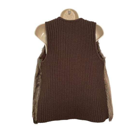 Sweater Vest,‎ Faux Fur and Ribbed Back Sweater Vest, Ladies Large - Picture 2 of 5